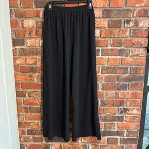 Cider womens pull on wide leg textured pants black S